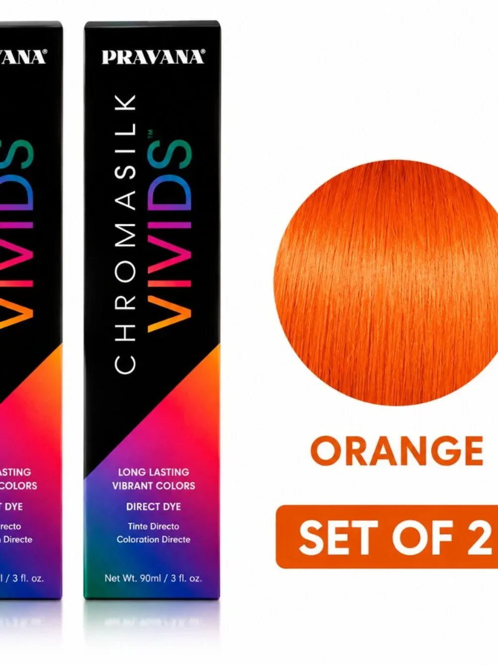 Pravana ChromaSilk Vivids Orange Hair Color Set of 2 | Semi-Permanent Direct